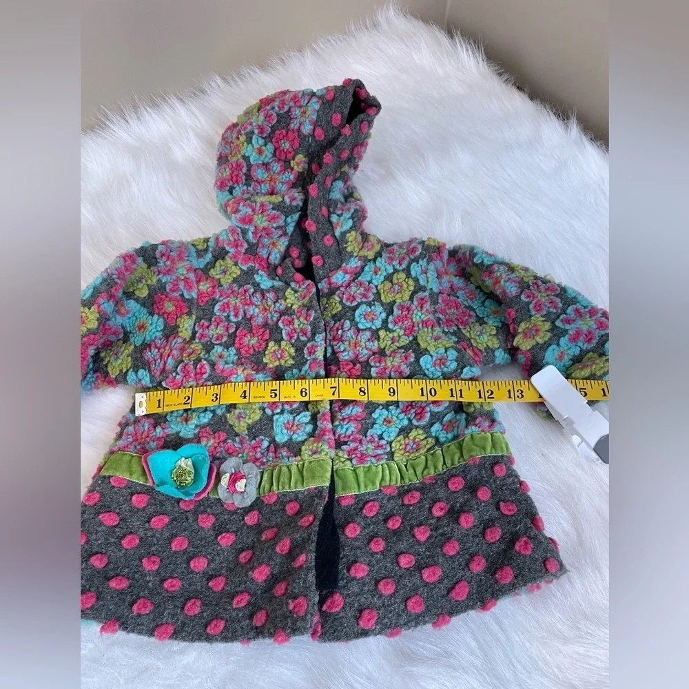 Corky & Company wool blend Floral Patterned hooded girls swing coat